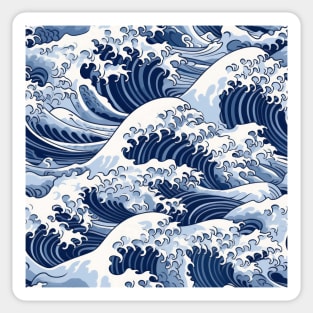 Ephemeral Crests: Hokusai Waves Reimagined Sticker